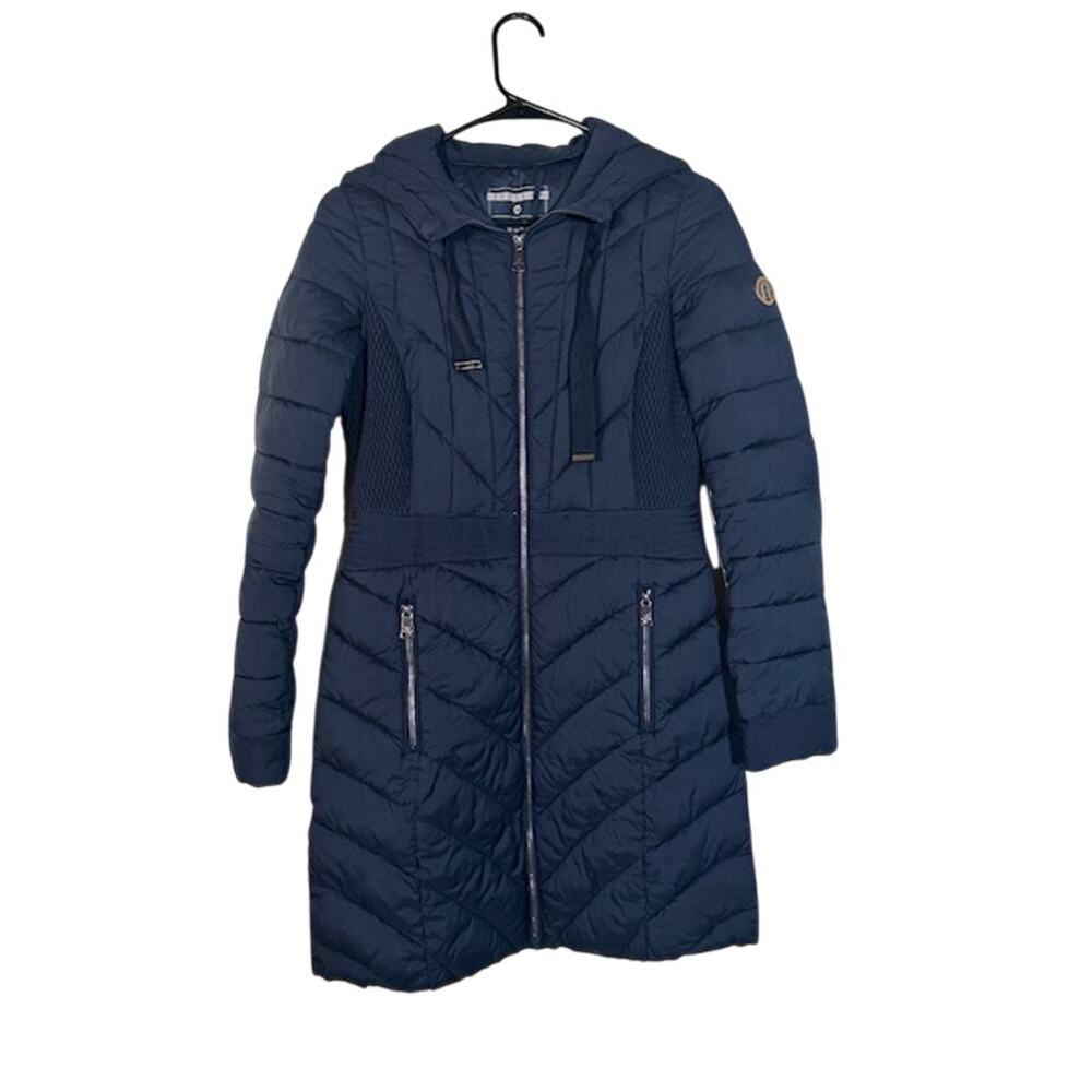 Bernardo Navy Blue Hooded Quilted Full Zip Coat Women’s XS
